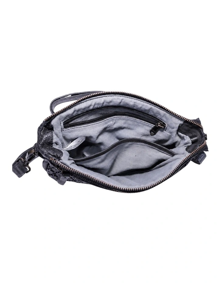 Bowral laser cut cross body strap w/ studs in black image 5