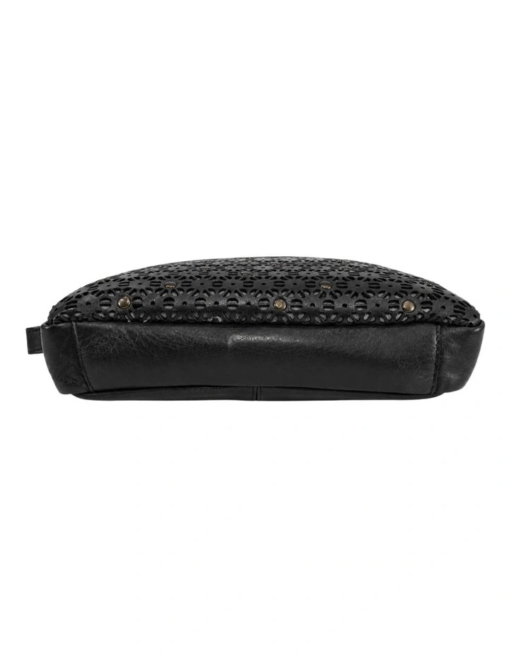Bowral laser cut cross body strap w/ studs in black image 6