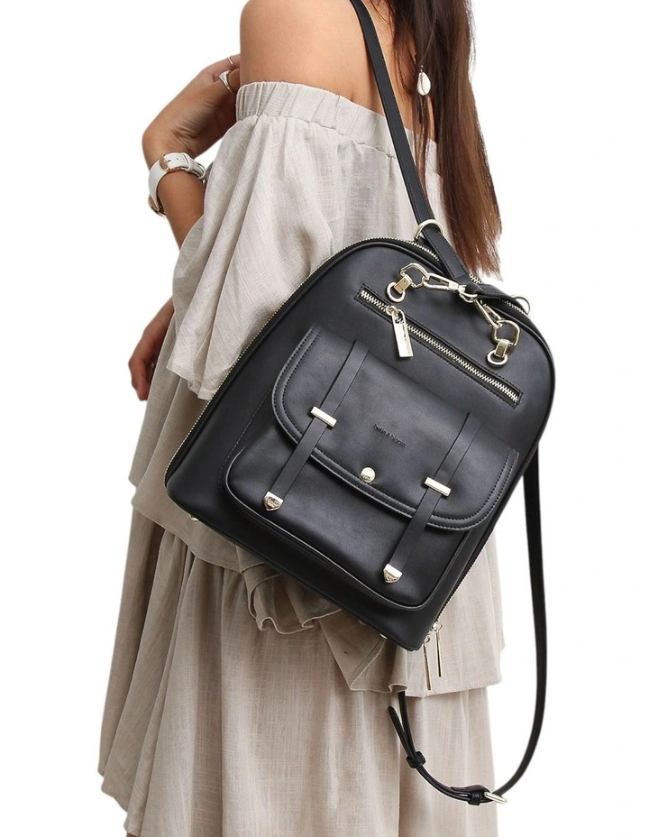 5th Ave Leather Backpack in Black image 1
