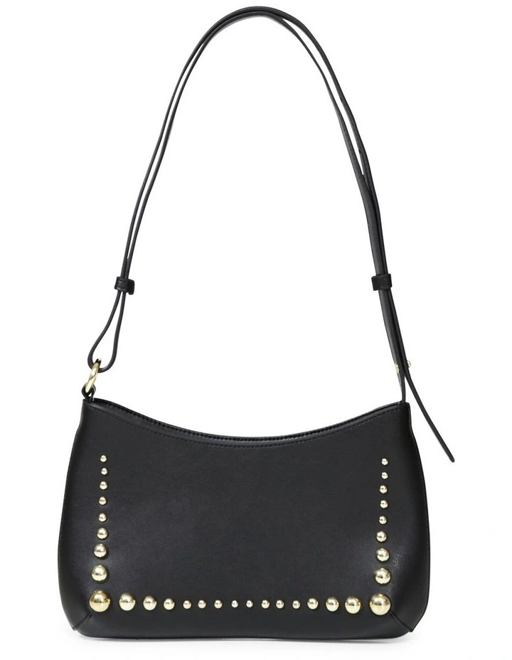 Girls Like Us Studded Leather Shoulder Bag in Black image 1