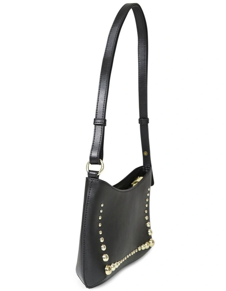 Girls Like Us Studded Leather Shoulder Bag in Black image 4
