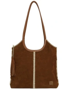 Back To Friends Suede Shopper in Tan