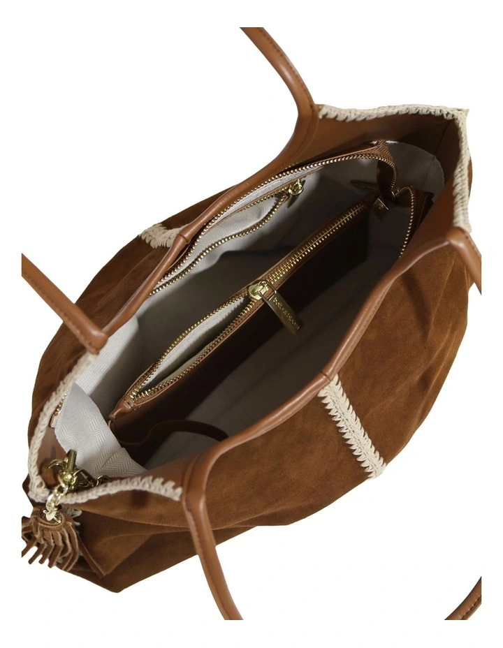 Back To Friends Suede Shopper in Tan image 5