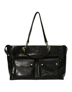 Reflections Leather Shoulder Bag in Black