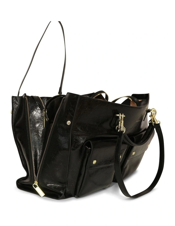 Reflections Leather Shoulder Bag in Black image 2