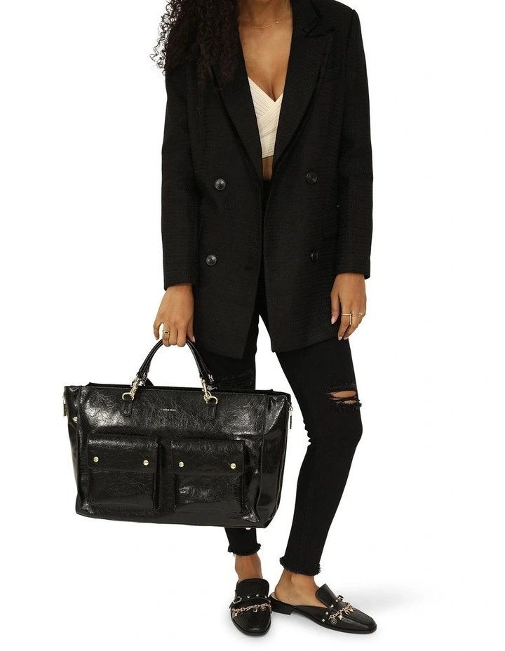 Reflections Leather Shoulder Bag in Black image 3