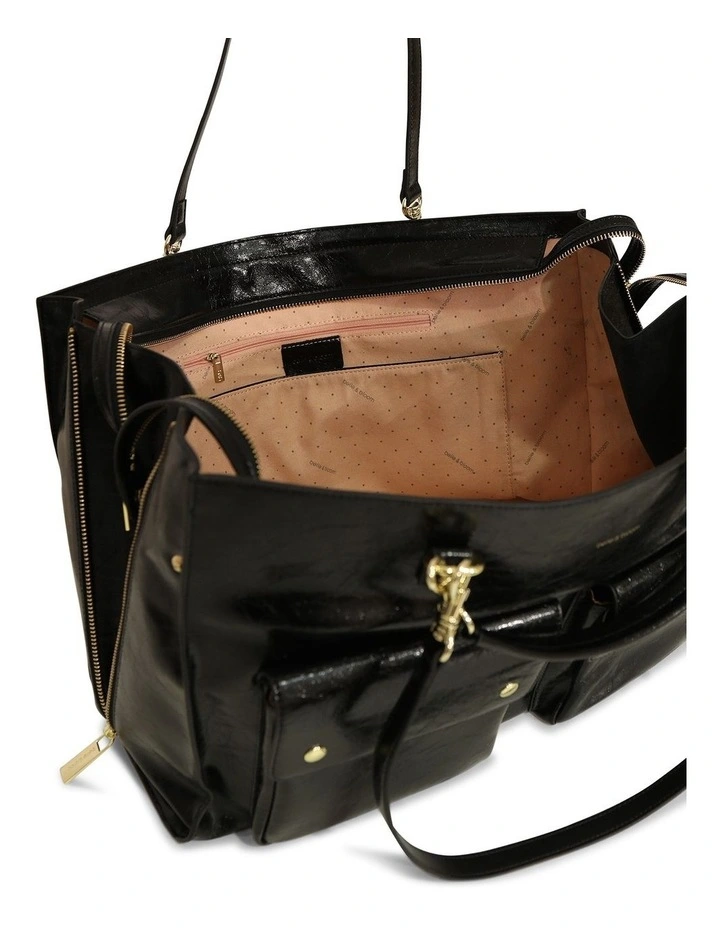 Reflections Leather Shoulder Bag in Black image 4