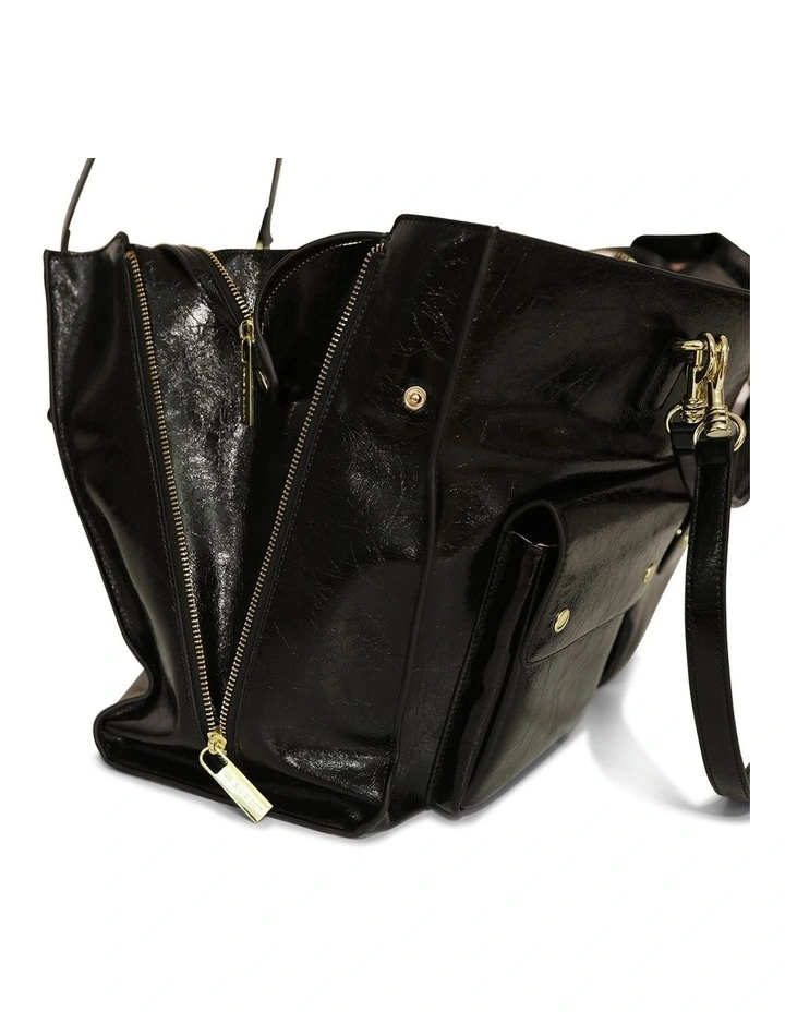Reflections Leather Shoulder Bag in Black image 5