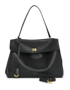 Skyfall Leather Shoulder Bag in Black