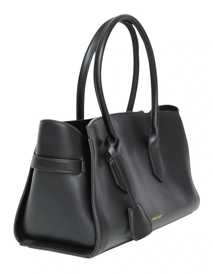 Stream Tote PU Bag in Black image 2