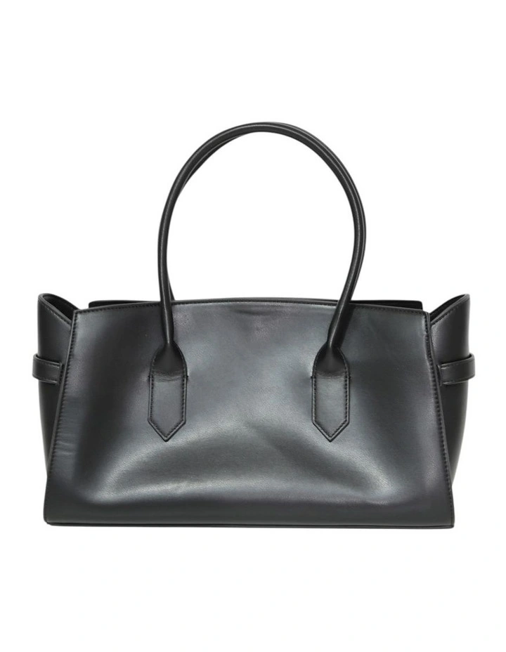 Stream Tote PU Bag in Black image 3