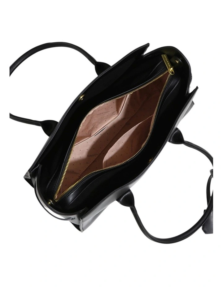 Stream Tote PU Bag in Black image 4