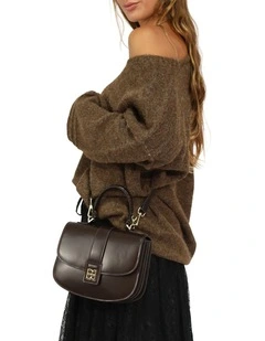 Shy Boy Top Handle Folio Bag in Chocolate