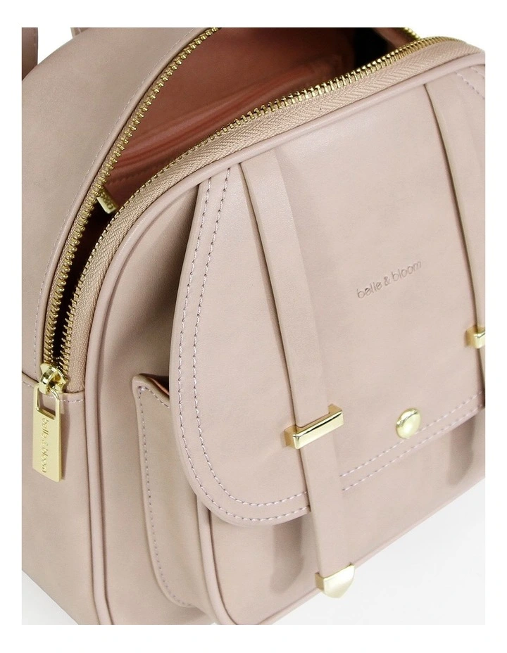 Camila Leather Backpack in Dusty Pink image 4