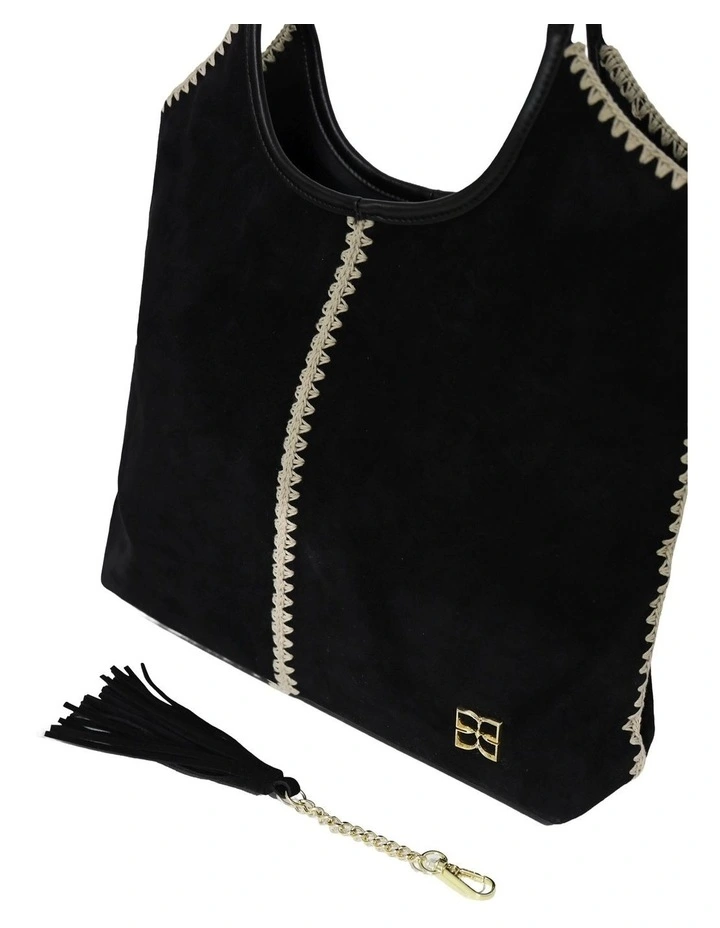 Back To Friends Suede Shopper in Black image 5