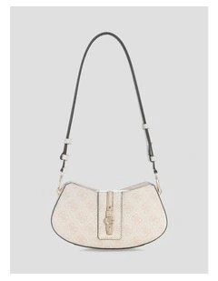 Yvonne Mini Curved Shoulder Bag in Stone Logo