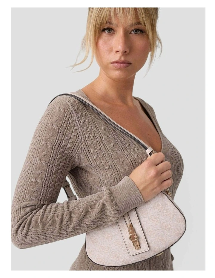 Yvonne Mini Curved Shoulder Bag in Stone Logo image 2