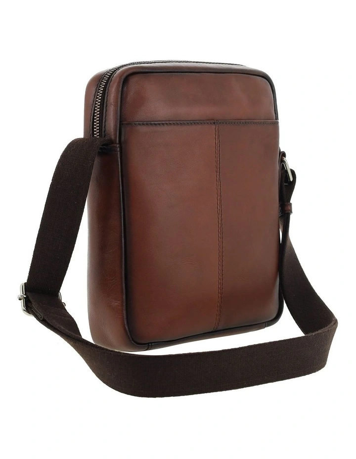 Pierre Cardin Genuine Leather Shoulder Cross-body Bag with Front Zip Pocket in Brandy image 3