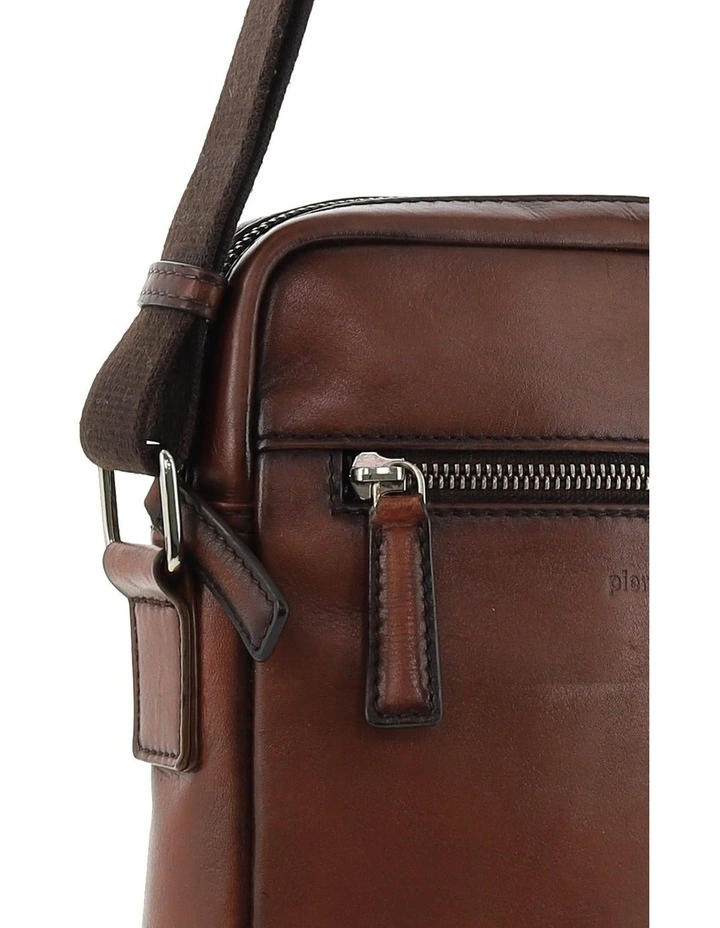 Pierre Cardin Genuine Leather Shoulder Cross-body Bag with Front Zip Pocket in Brandy image 4