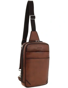 Pierre Cardin Genuine Leather Sling Bag in Brandy