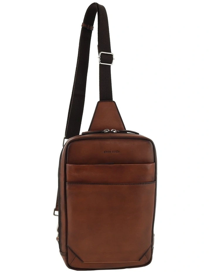 Pierre Cardin Genuine Leather Sling Bag in Brandy image 2