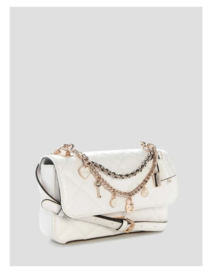 Libby Flap Crossbody Bag in White image 3
