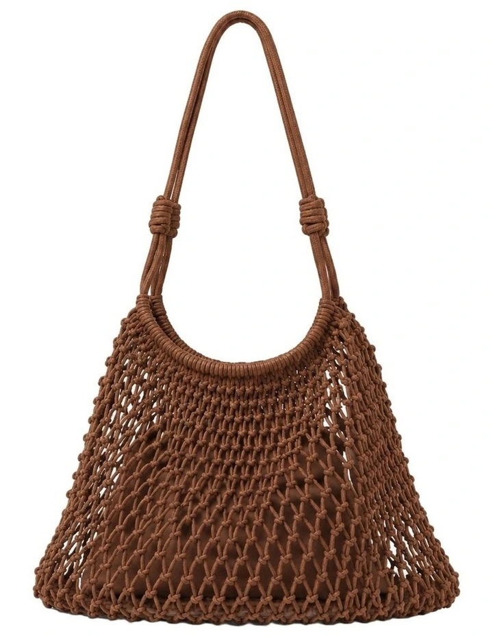 Marcie Knotted Net Shoulder Bag - Brown image 1