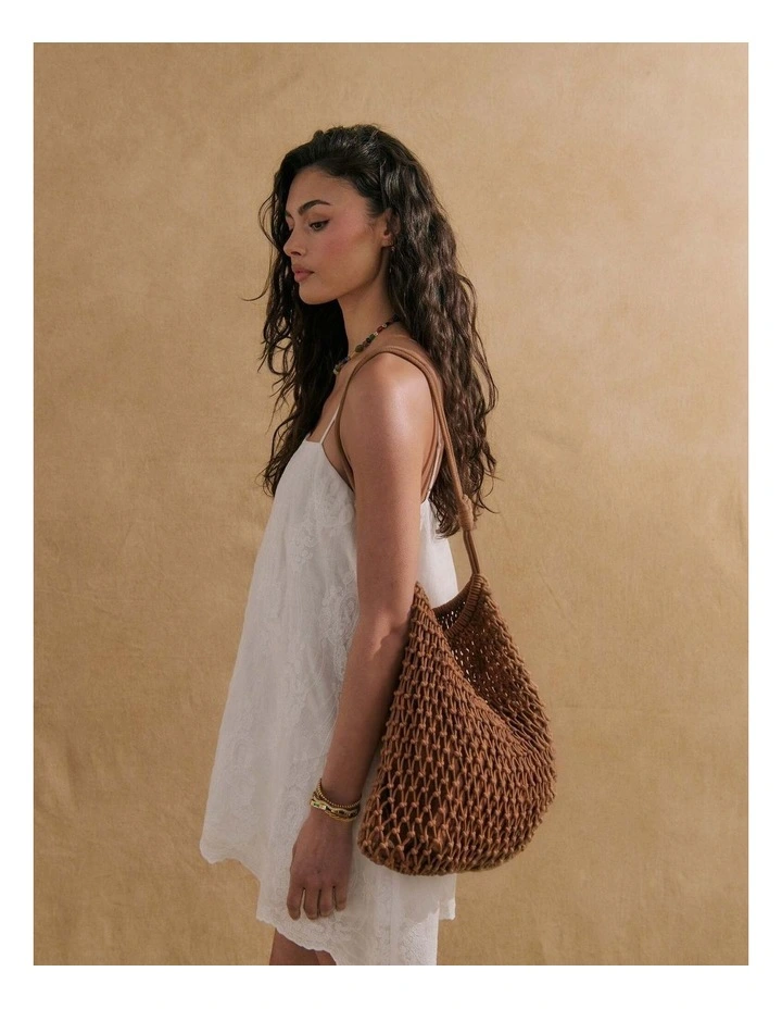 Marcie Knotted Net Shoulder Bag - Brown image 4