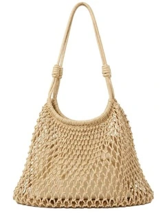 Marcie Knotted Net Shoulder Bag - Tan