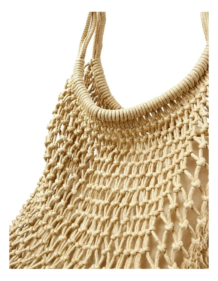 Marcie Knotted Net Shoulder Bag - Tan image 3