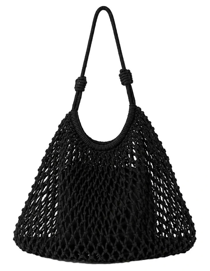 Marcie Knotted Net Shoulder Bag - Black image 1