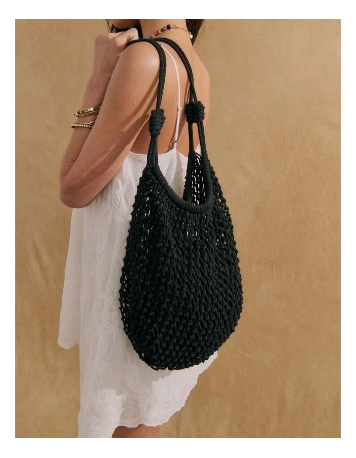 Marcie Knotted Net Shoulder Bag - Black image 2