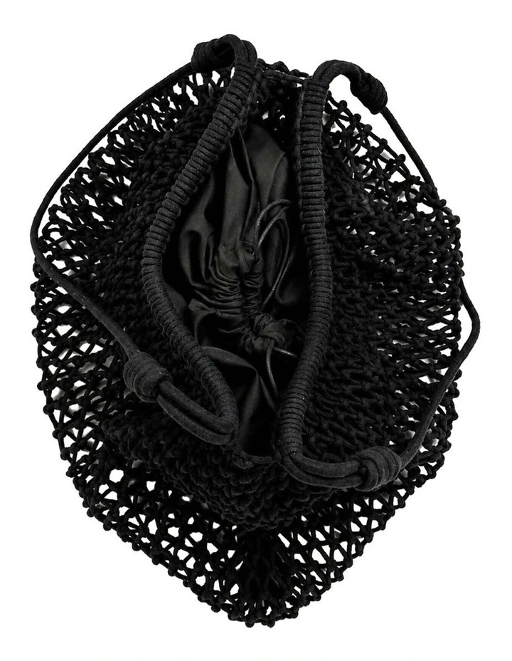 Marcie Knotted Net Shoulder Bag - Black image 3