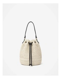 Paige Multiway Straw Bucket Bag - Cream