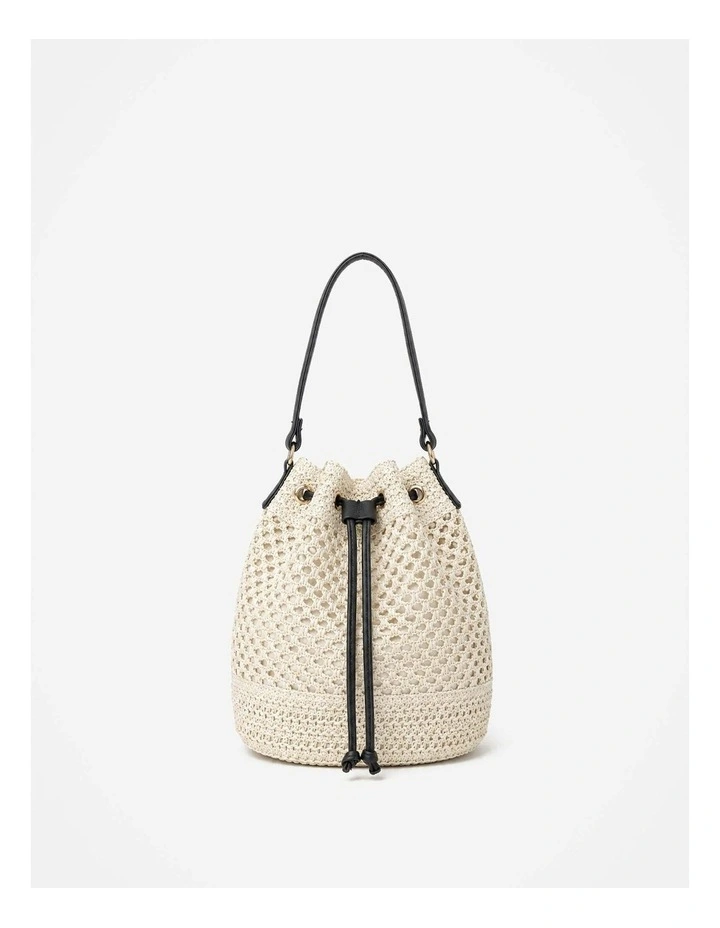 Paige Multiway Straw Bucket Bag - Cream image 1