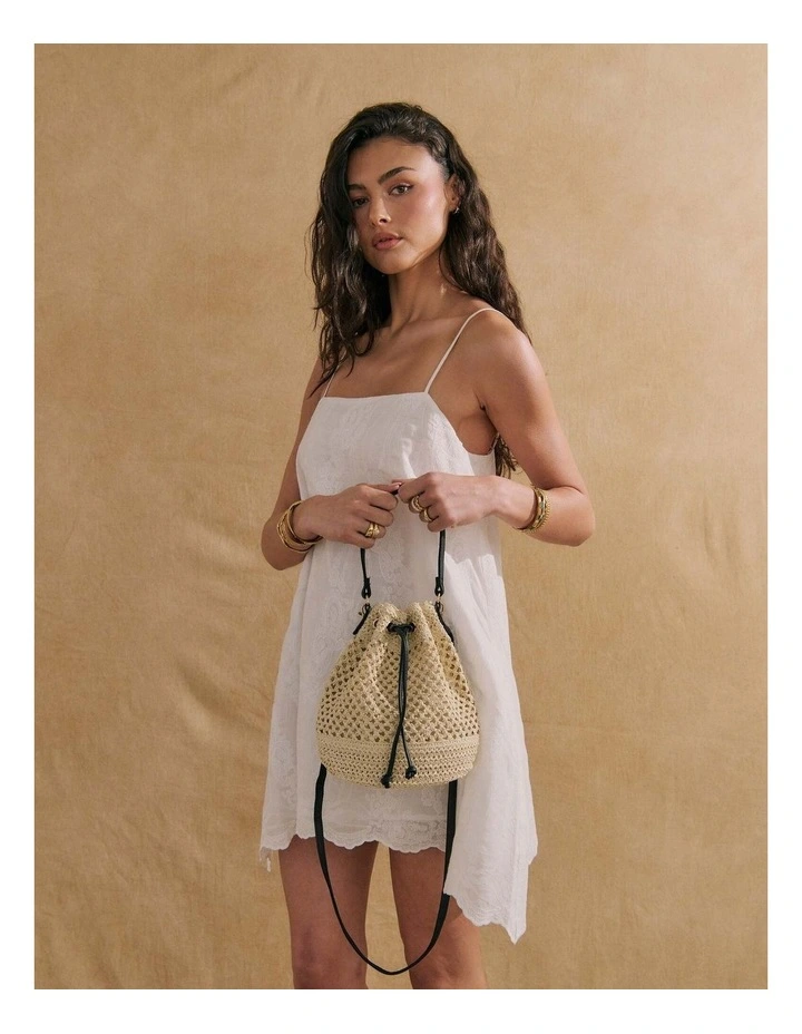 Paige Multiway Straw Bucket Bag - Cream image 2