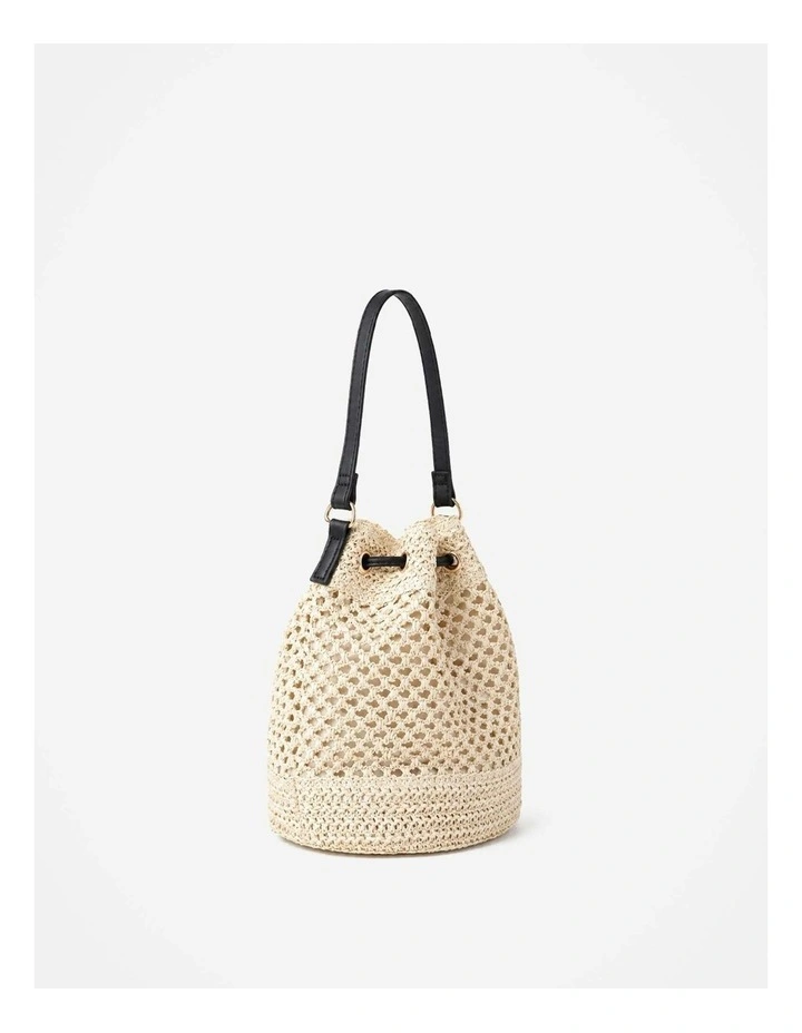 Paige Multiway Straw Bucket Bag - Cream image 3