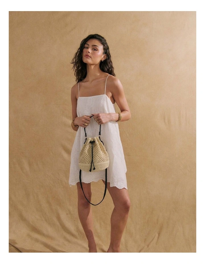 Paige Multiway Straw Bucket Bag - Cream image 4