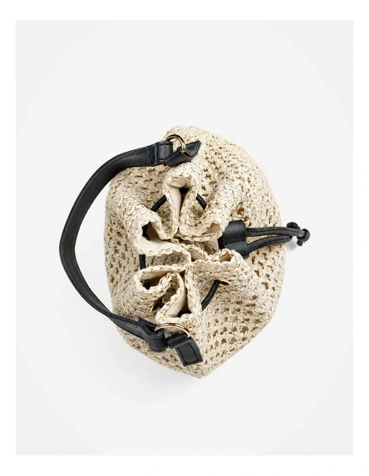 Paige Multiway Straw Bucket Bag - Cream image 5