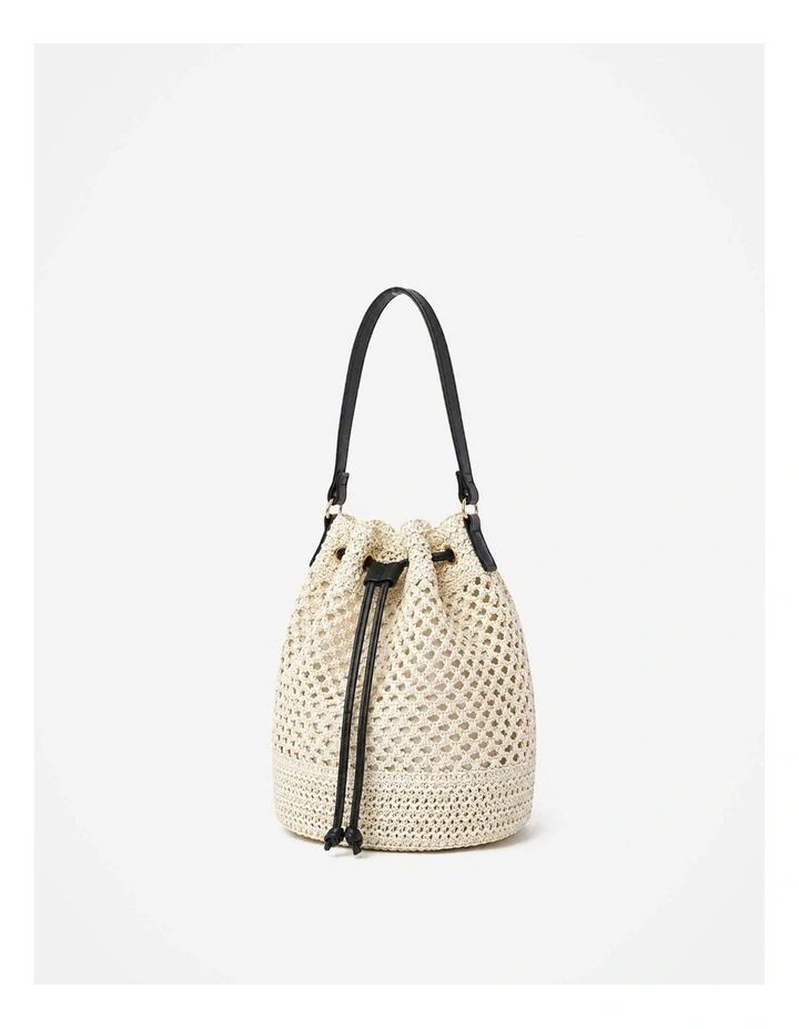 Paige Multiway Straw Bucket Bag - Cream image 7
