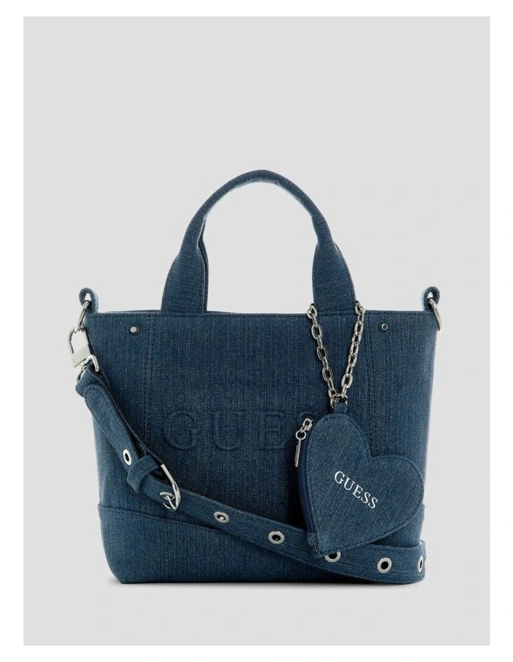 Sasha Denim Mini Tote Bag in Blue image 5
