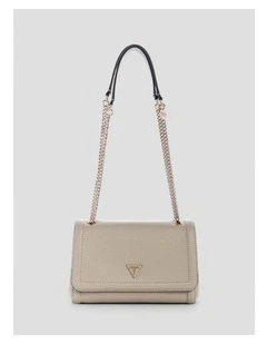 Noelle Convertible Crossbody Flap Bag in Taupe