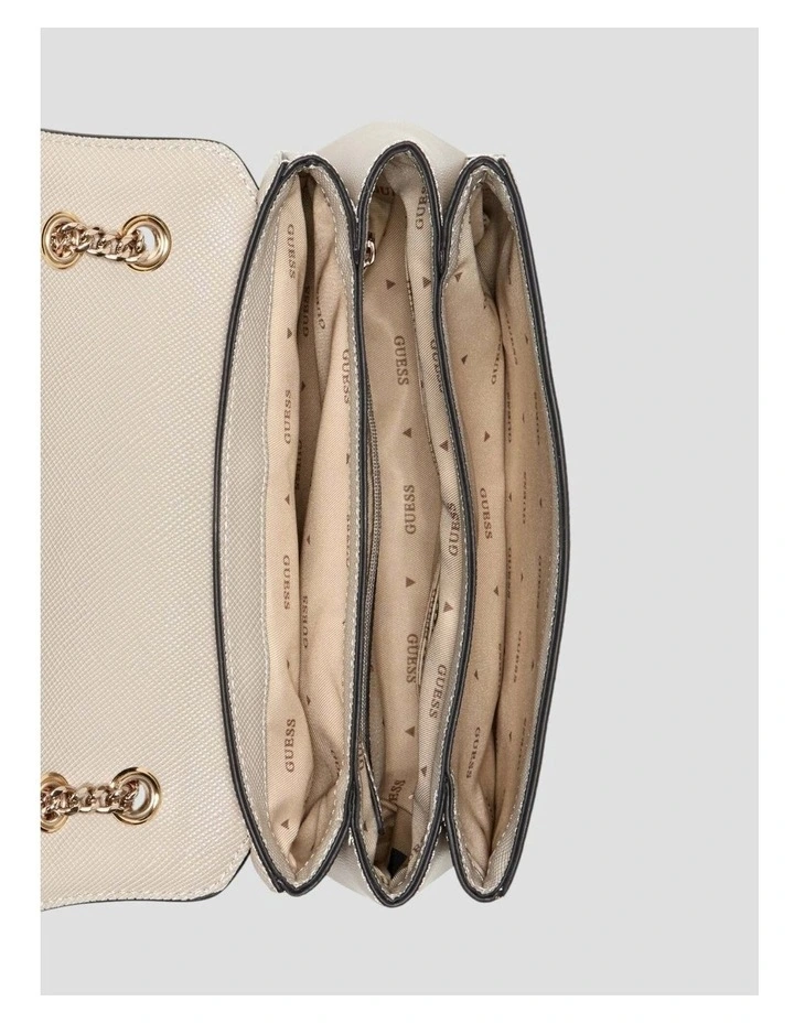Noelle Convertible Crossbody Flap Bag in Taupe image 3