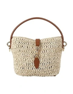 Jolie Multiway Mini Straw Bag - Beige