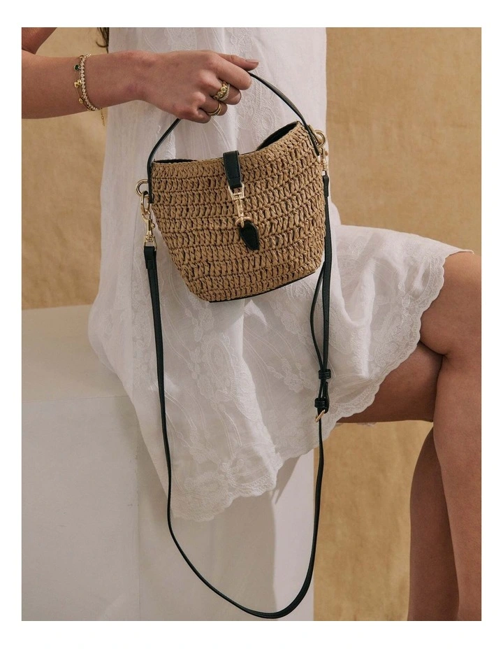 Jolie Multiway Mini Straw Bag - Tan image 2