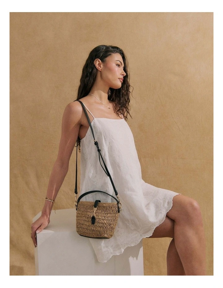 Jolie Multiway Mini Straw Bag - Tan image 5