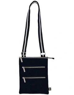 Travel 3-Zip Sling Bag Black Compact 23.5x18.5cm