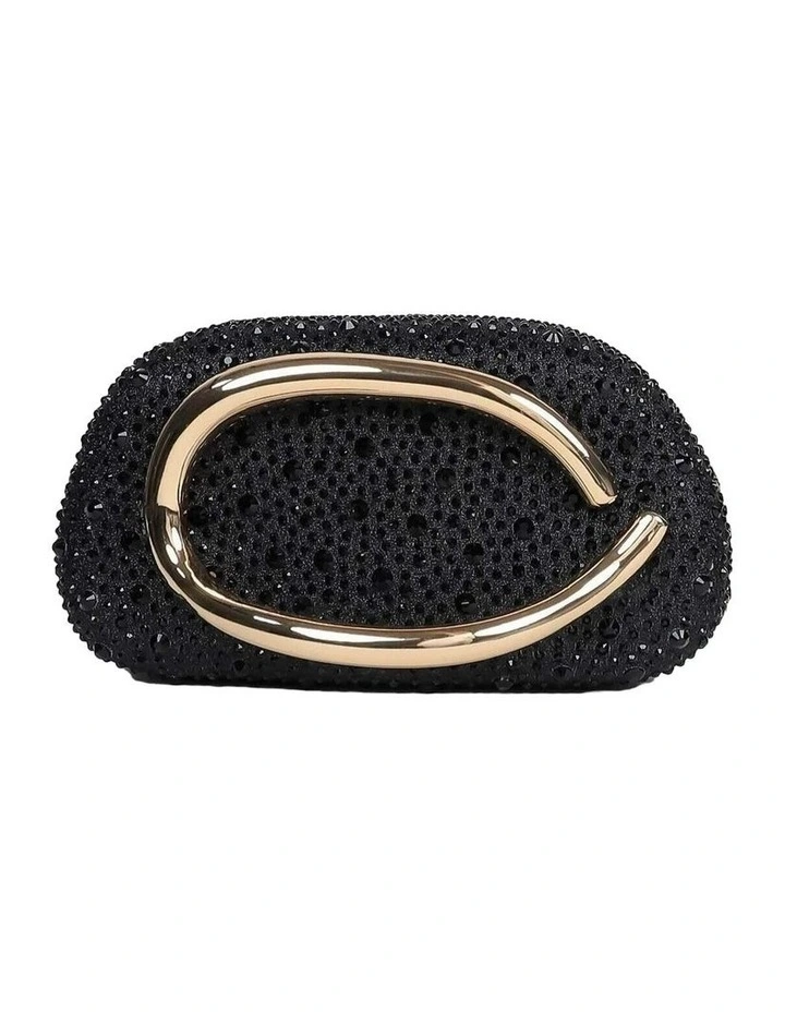 Celina Crystal Statement Clutch Bag - Black image 1