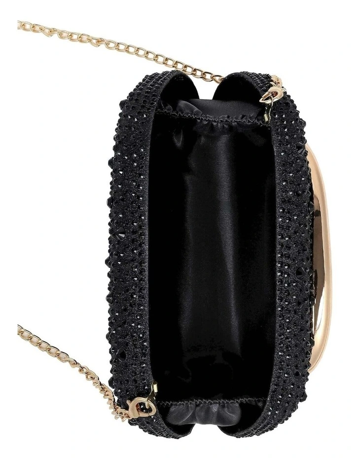 Celina Crystal Statement Clutch Bag - Black image 5