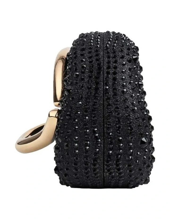 Celina Crystal Statement Clutch Bag - Black image 7